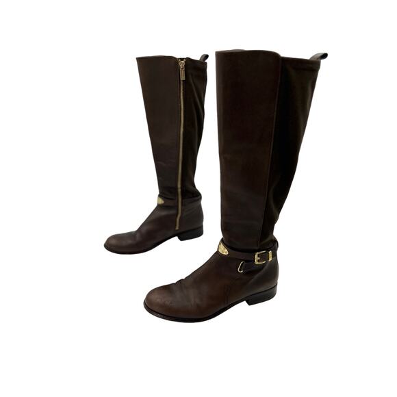 Michael Kors Arley Riding Boots Brown Knee High Leather - Picture 12 of 12